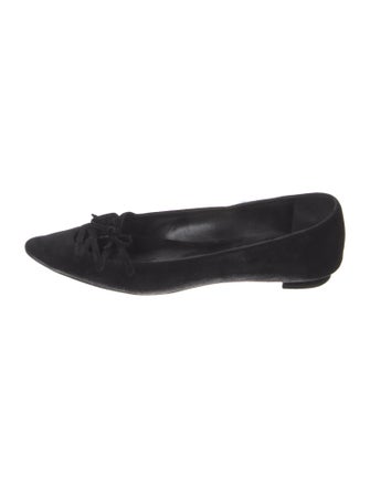 Manolo Blahnik Suede Bow Accents Ballet Flats