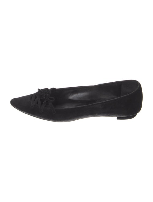 Manolo Blahnik Suede Bow Accents Ballet Flats