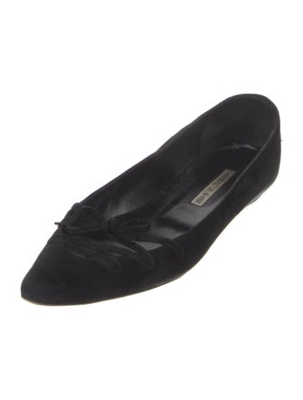 Manolo Blahnik Suede Bow Accents Ballet Flats