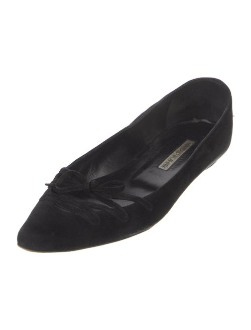 Manolo Blahnik Suede Bow Accents Ballet Flats