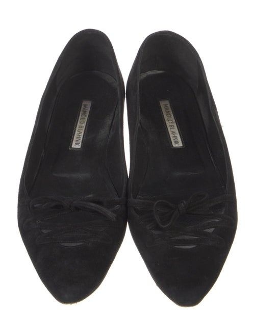 Manolo Blahnik Suede Bow Accents Ballet Flats