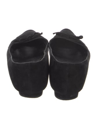 Manolo Blahnik Suede Bow Accents Ballet Flats