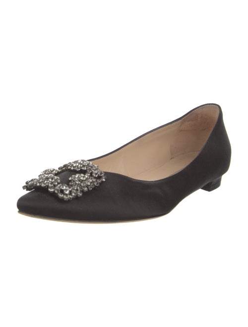 Manolo Blahnik Satin Crystal Embellishments Flats