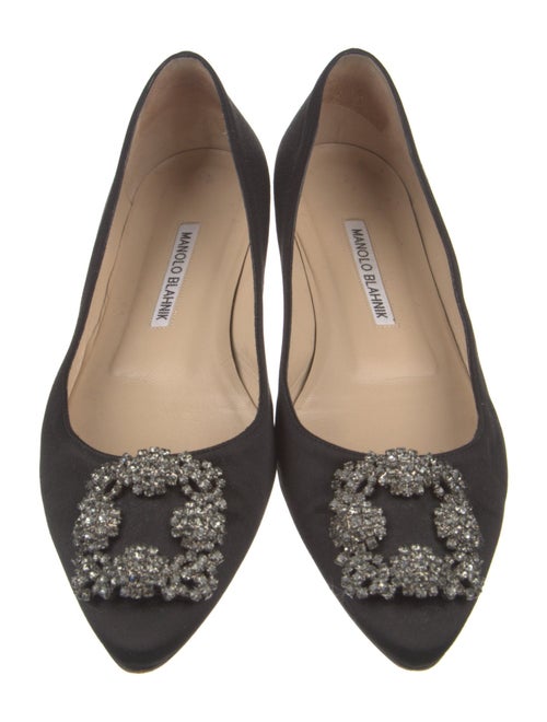 Manolo Blahnik Satin Crystal Embellishments Flats