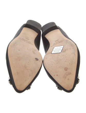Manolo Blahnik Satin Crystal Embellishments Flats