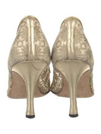 Manolo Blahnik Mesh Lace Pattern Pumps