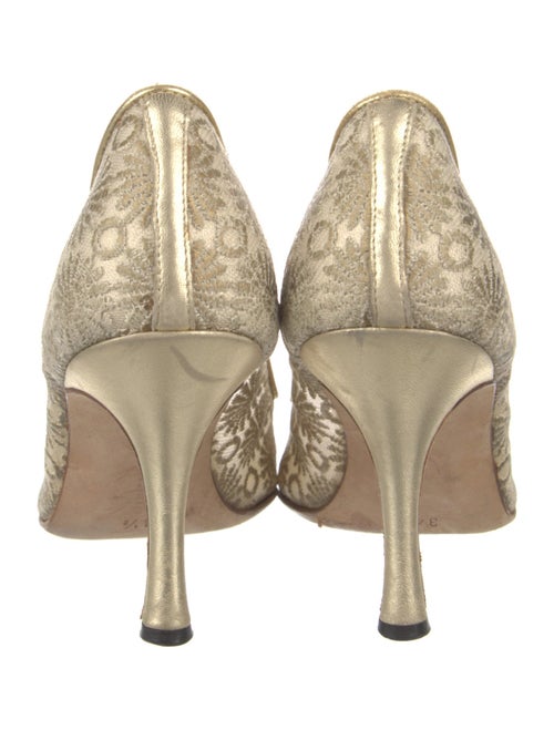 Manolo Blahnik Mesh Lace Pattern Pumps