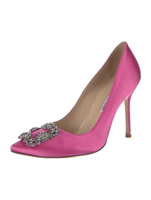 Manolo Blahnik Satin Crystal Embellishments Pumps