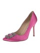 Manolo Blahnik Satin Crystal Embellishments Pumps