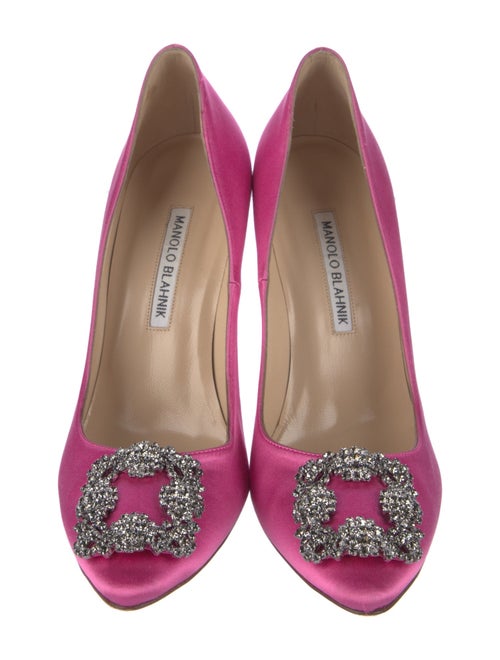 Manolo Blahnik Satin Crystal Embellishments Pumps