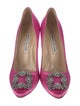 Manolo Blahnik Satin Crystal Embellishments Pumps
