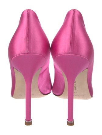 Manolo Blahnik Satin Crystal Embellishments Pumps
