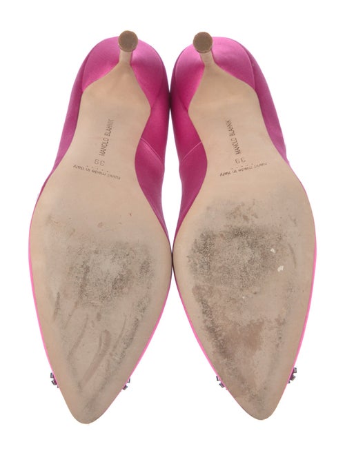 Manolo Blahnik Satin Crystal Embellishments Pumps