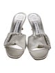 Manolo Blahnik Satin Crystal Embellishments Slides