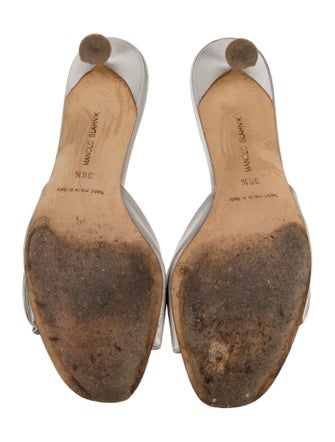 Manolo Blahnik Satin Crystal Embellishments Slides