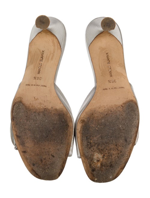 Manolo Blahnik Satin Crystal Embellishments Slides