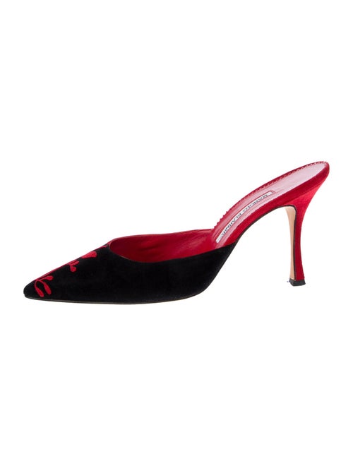 Manolo Blahnik Suede Patterned Mules