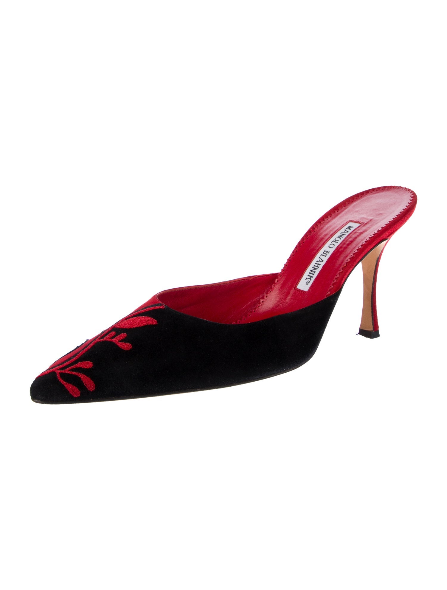 Manolo Blahnik Suede Patterned Mules