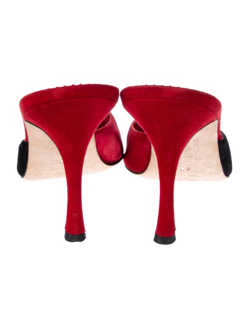 Manolo Blahnik Suede Patterned Mules