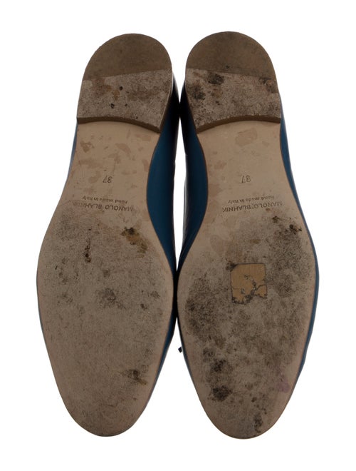 Manolo Blahnik Leather Bow Accents Ballet Flats