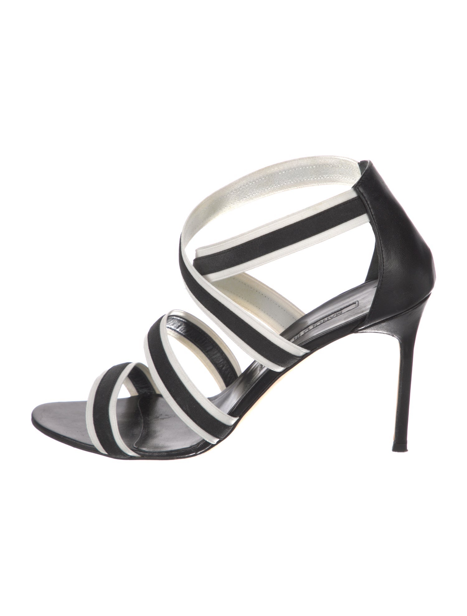 Manolo Blahnik Leather Striped Sandals
