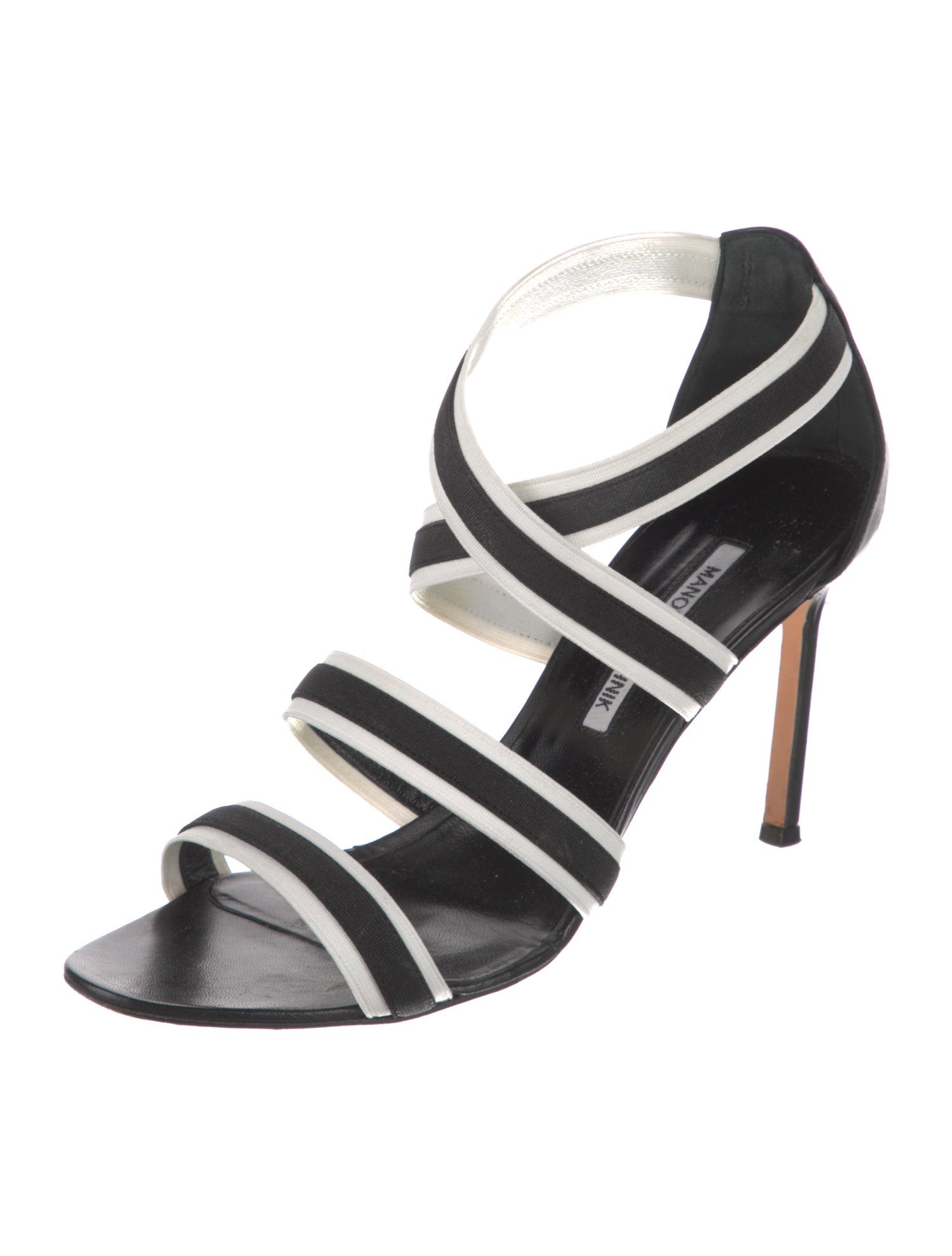 Manolo Blahnik Leather Striped Sandals
