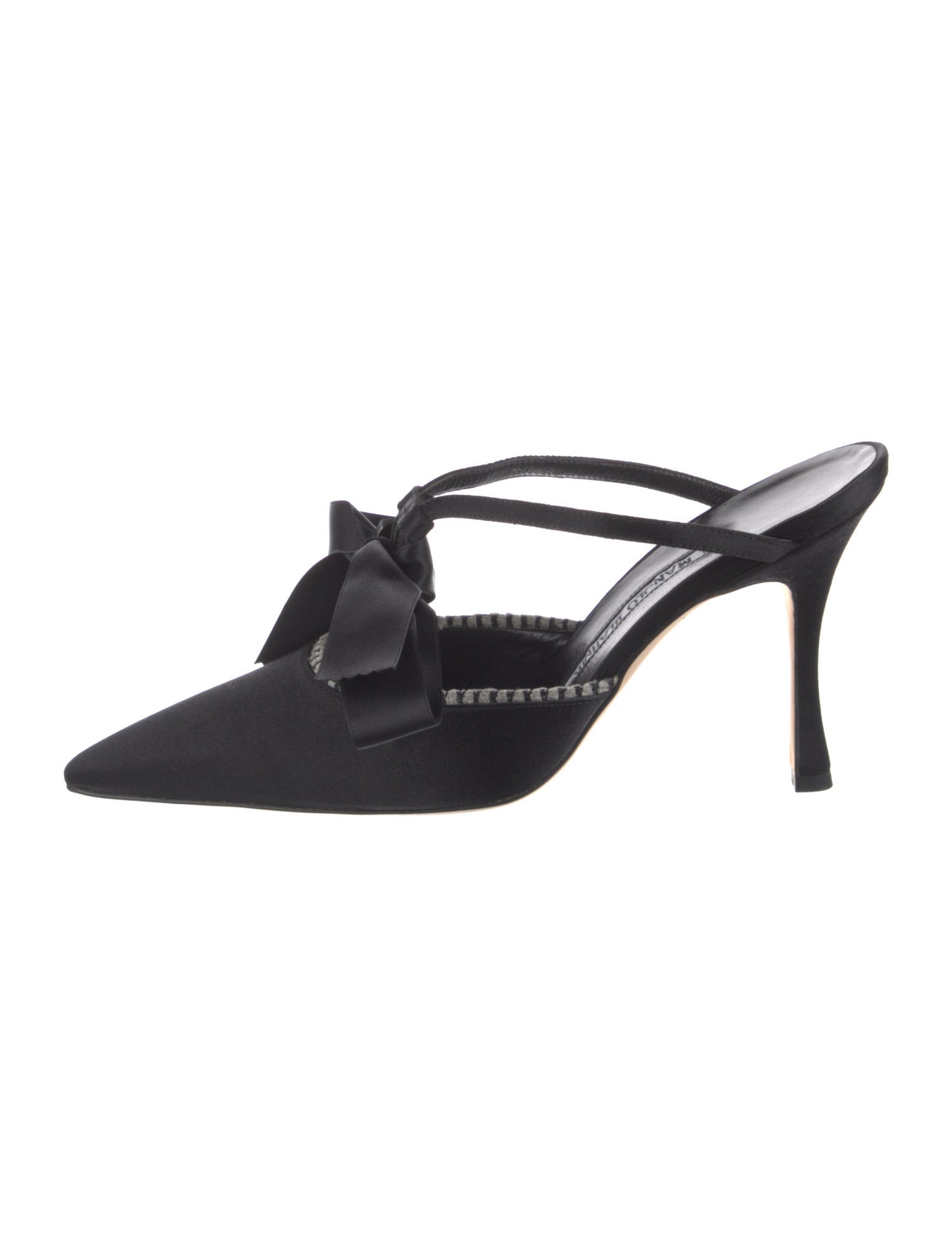 Manolo Blahnik Satin Bow Accents Mules