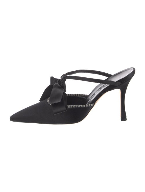 Manolo Blahnik Satin Bow Accents Mules