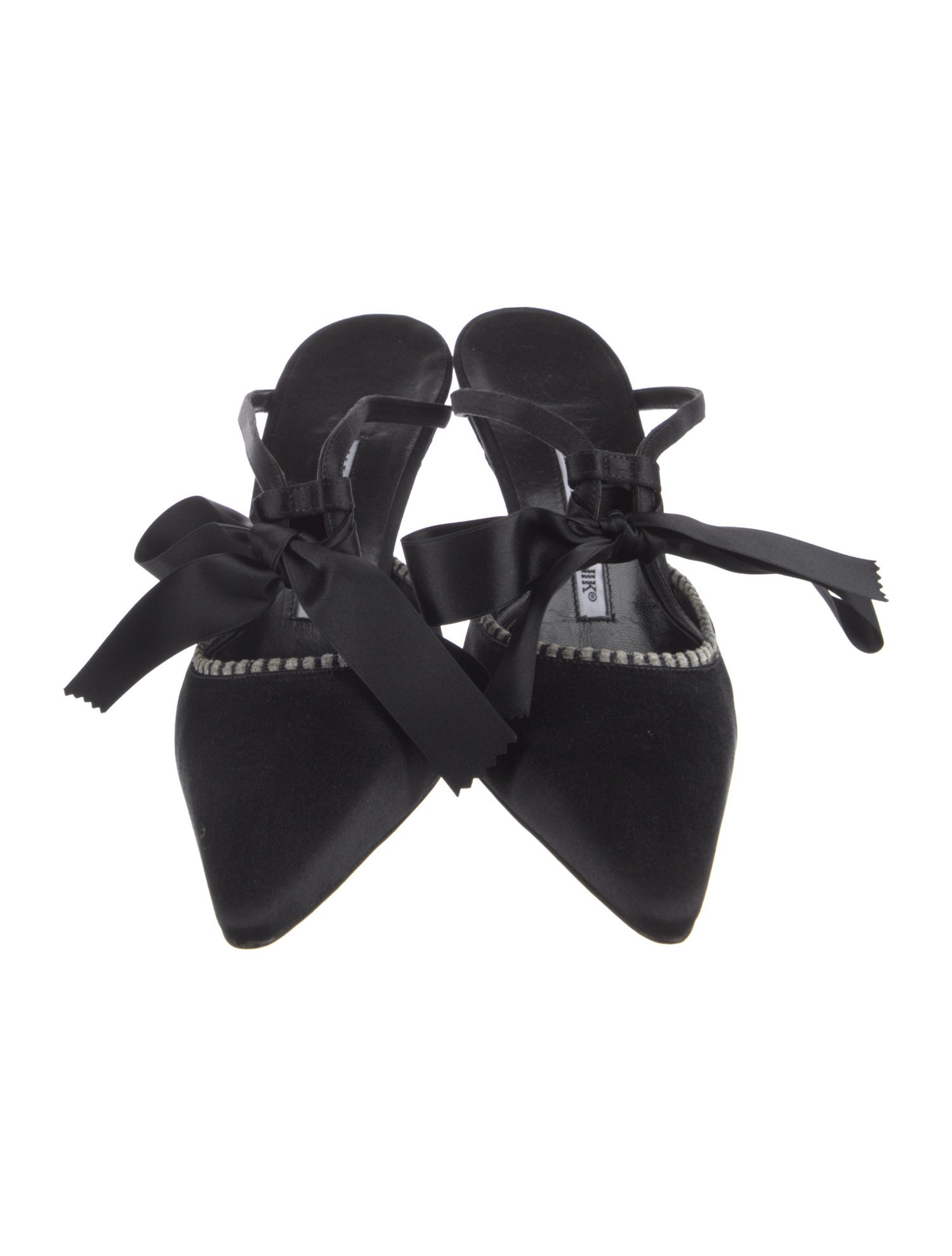 Manolo Blahnik Satin Bow Accents Mules