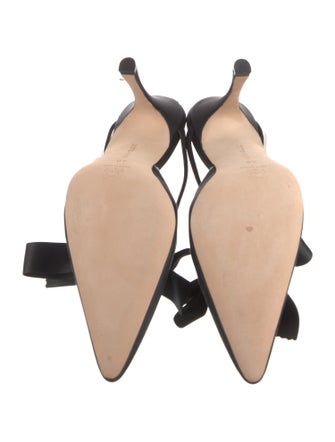 Manolo Blahnik Satin Bow Accents Mules
