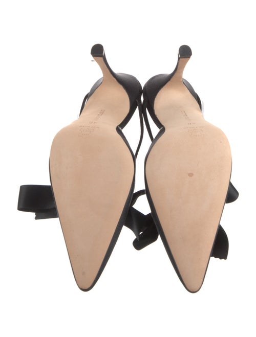 Manolo Blahnik Satin Bow Accents Mules