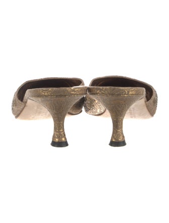 Manolo Blahnik Lace Pattern Beaded Accents Mules