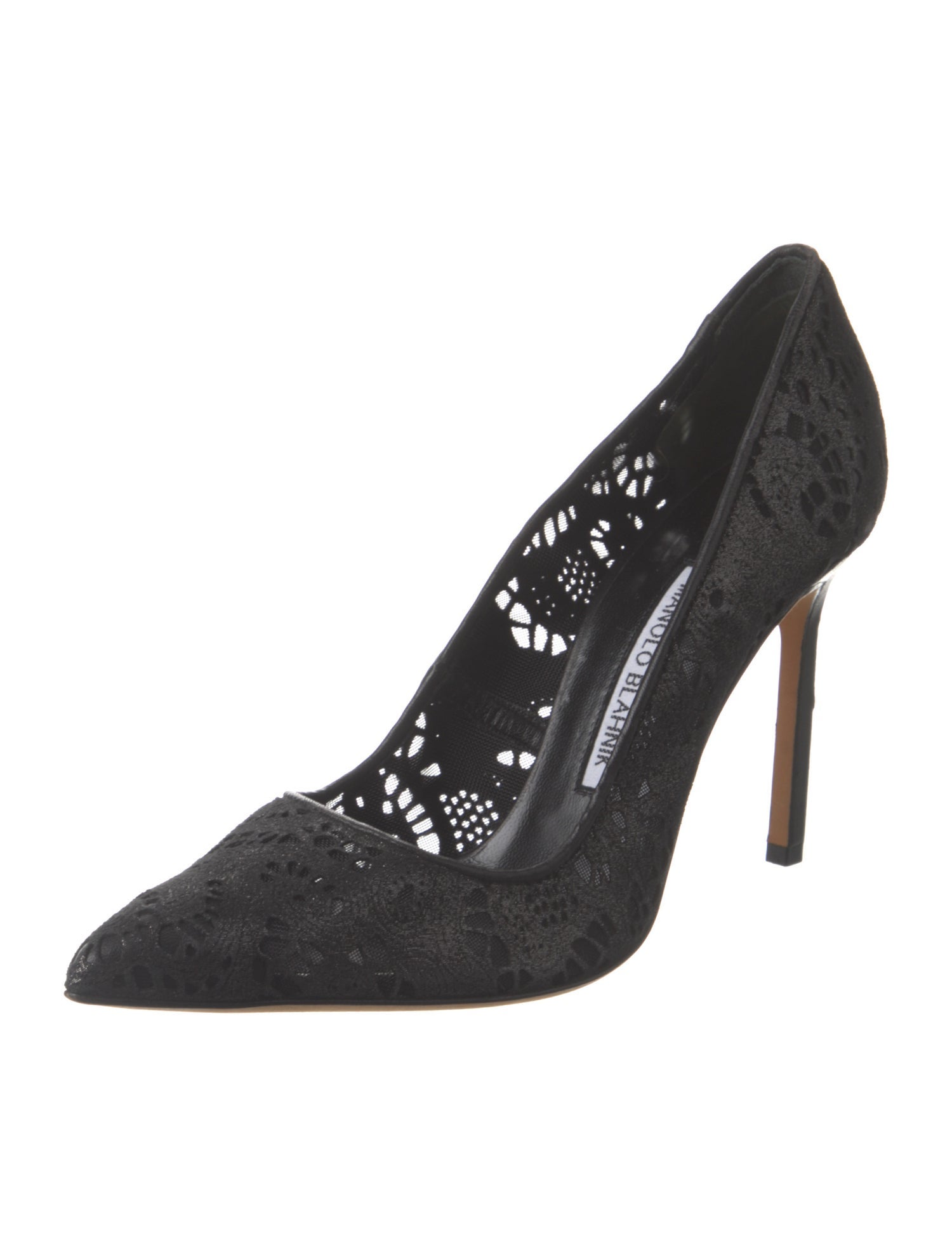 Manolo Blahnik Suede Lace Pattern Pumps