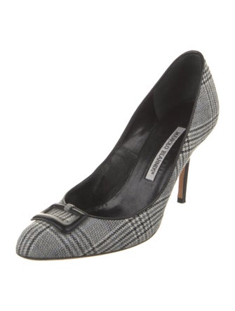Manolo Blahnik Wool Printed Pumps