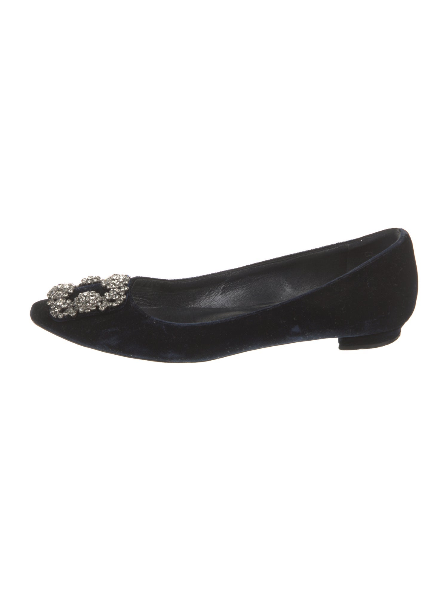 Manolo Blahnik Velvet Crystal Embellishments Flats
