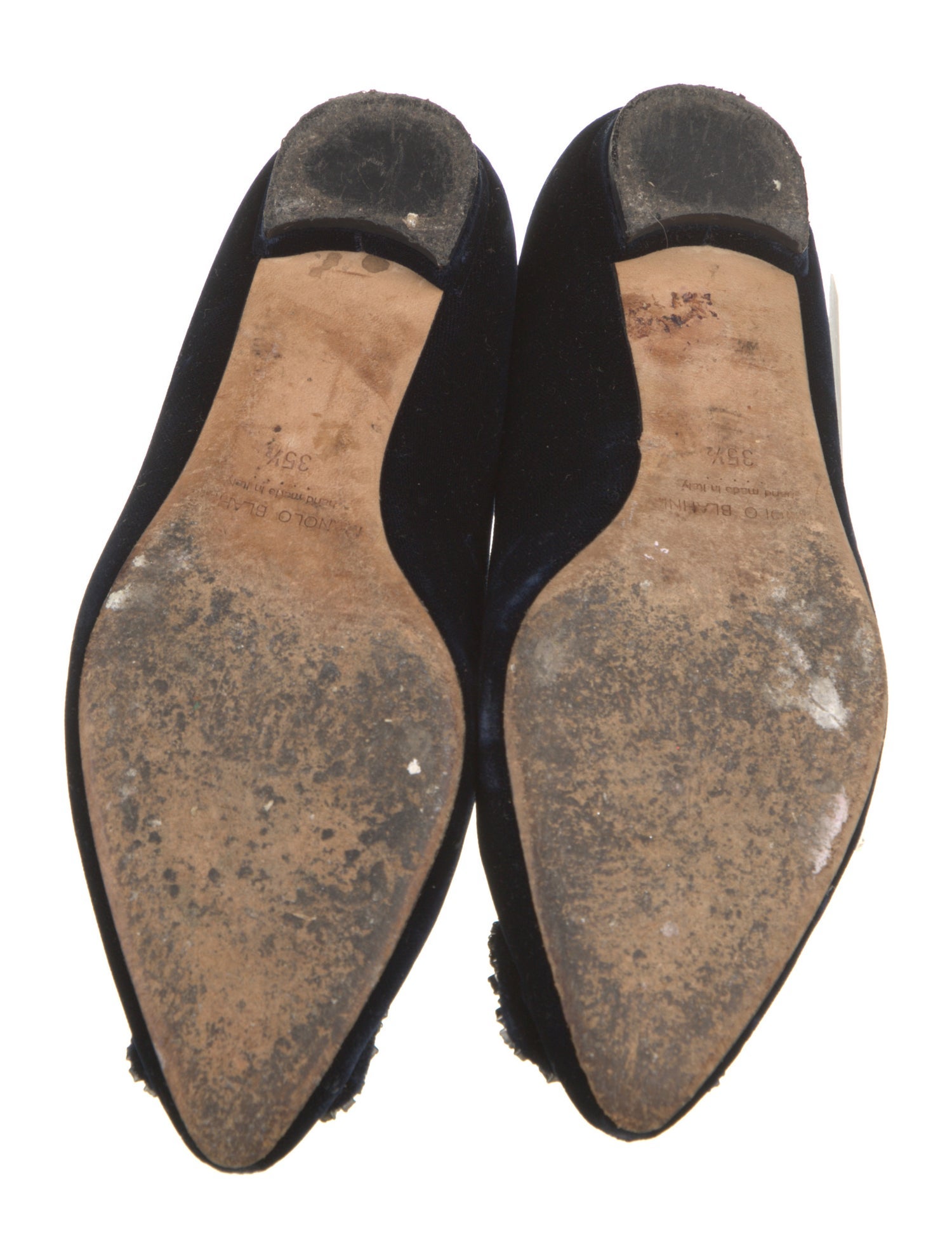 Manolo Blahnik Velvet Crystal Embellishments Flats