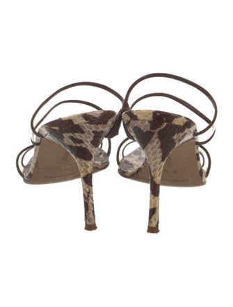 Manolo Blahnik Leather Animal Print Slides