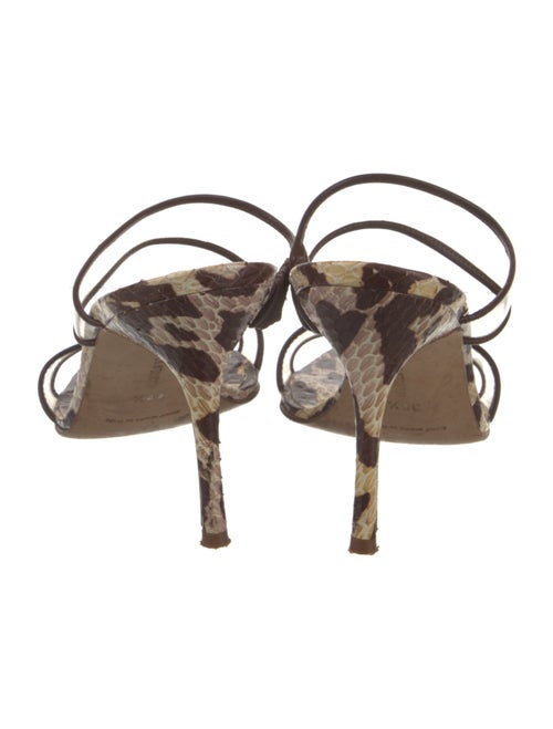Manolo Blahnik Leather Animal Print Slides