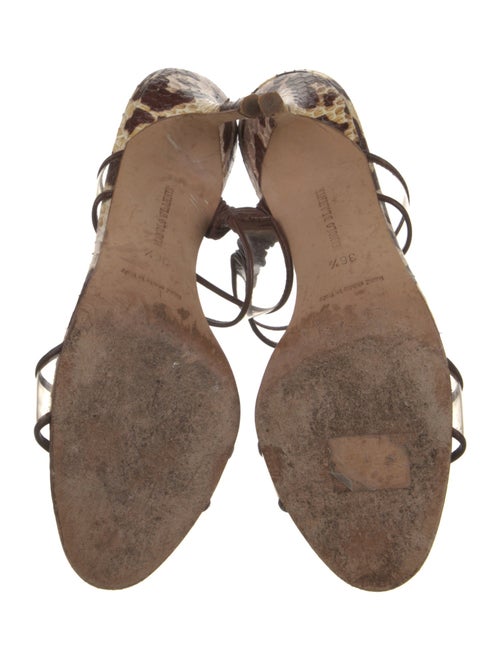 Manolo Blahnik Leather Animal Print Slides