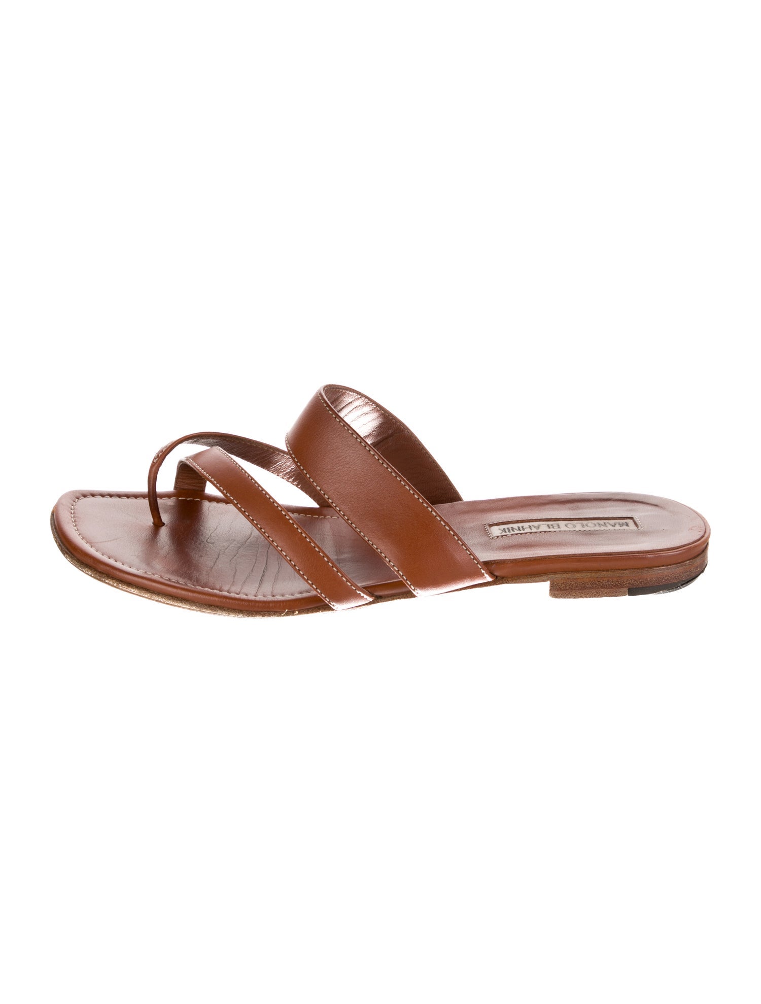 Manolo Blahnik Patent Leather Thong Wedge Sandals - White