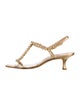 Manolo Blahnik Leather Crystal Embellishments T-Strap Sandals