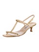 Manolo Blahnik Leather Crystal Embellishments T-Strap Sandals