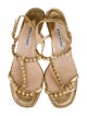 Manolo Blahnik Leather Crystal Embellishments T-Strap Sandals