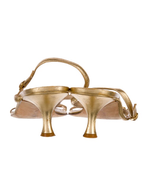 Manolo Blahnik Leather Crystal Embellishments T-Strap Sandals