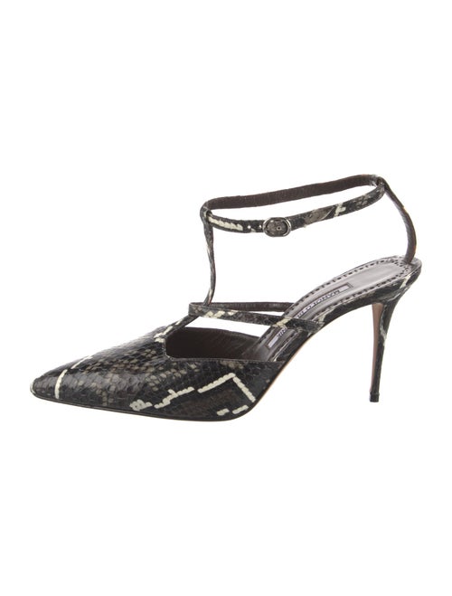 Manolo Blahnik Tweed Animal Print T-Strap Pumps