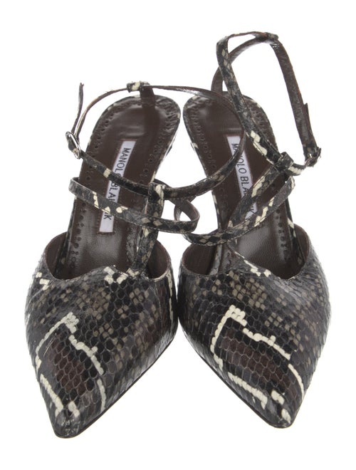 Manolo Blahnik Tweed Animal Print T-Strap Pumps