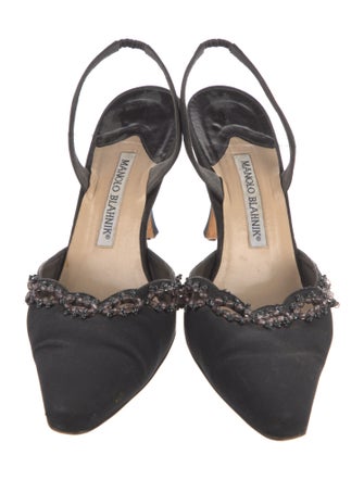 Manolo Blahnik Beaded Accents Slingback Pumps