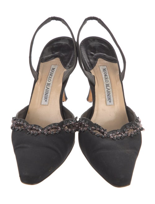 Manolo Blahnik Beaded Accents Slingback Pumps