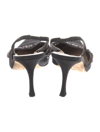 Manolo Blahnik Beaded Accents Slingback Pumps