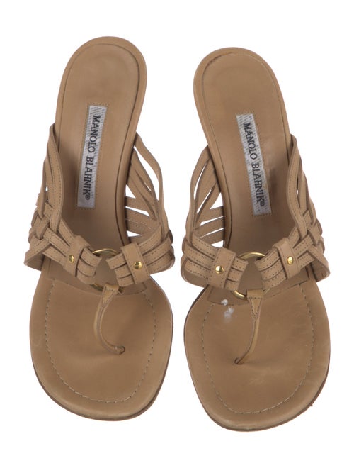 Manolo Blahnik Leather Braided Accents Slides